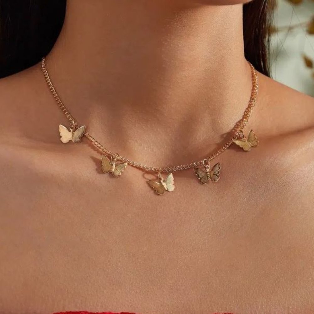 Golden Butterfly Pendant Necklace